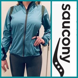 SAUCONY RUNNING JACKET TRAL BLUE WOMENS SMALL